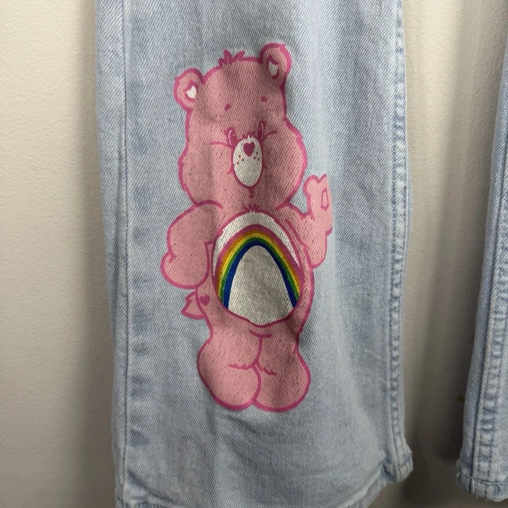 Justice Care Bears Jeans‎ 12Y Flare Leg Colorblock Pastel Y2K Light Wash